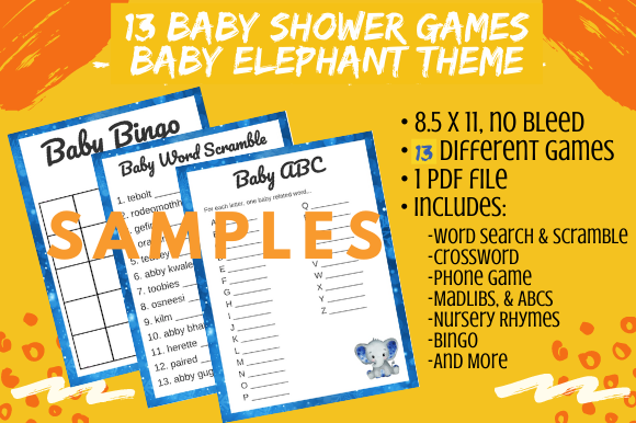 13 Navy Elephant Baby Shower Game Bundle: A Modern Solution for Stress-Free Celebrations