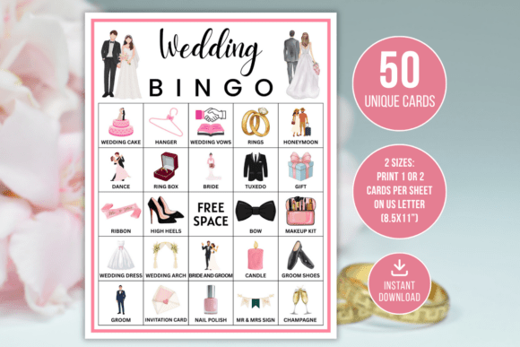 50 Wedding Bingo Game Printable Fun