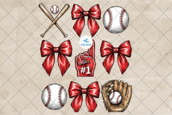 Baseball Coquette Bow Game PNG: Blending Sport and Style