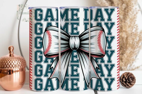 Baseball Game Day Bow 20oz Tumbler Wrap