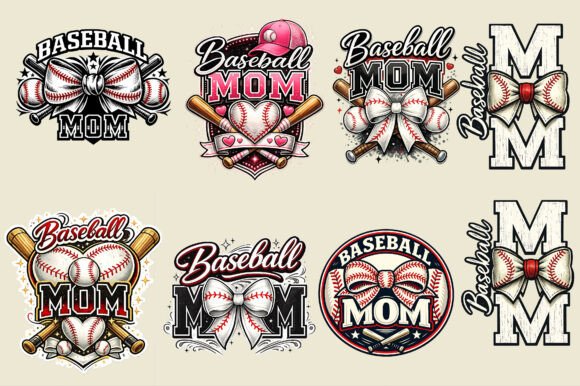 Baseball Mom Bow: Cute Game Day PNG Designs