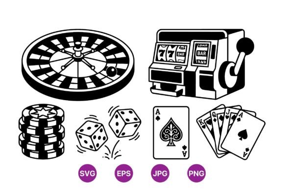 Casino Game Icon Vector Set: Classic Elements