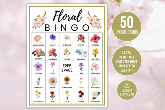 Floral Bingo Game Printable Fun Kids – Easy, Instant Joy for Parties and Learning