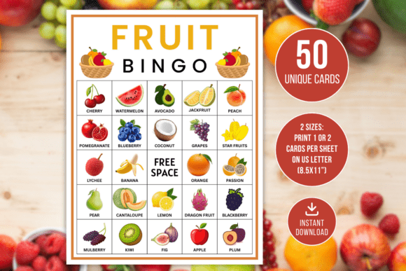 Fruits Bingo Game Printable Kids Fun β Making Food Learning Engaging and Effective