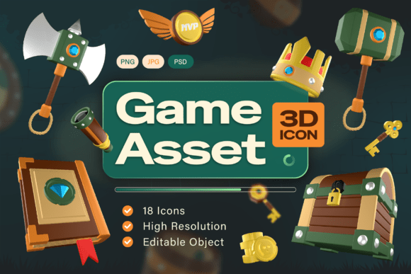 Game Asset 3D Icon Pack: Enhance Your Fantasy Game with High-Quality Icons