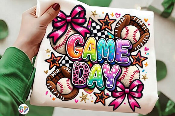Game Day Baseball Coquette Faux Yarn PNG: A Playful, Textured Design Asset