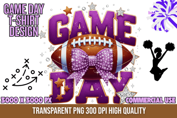 Game Day Football Purple Bow PNG: Elevating Creative Projects with Varsity Spirit and Precision