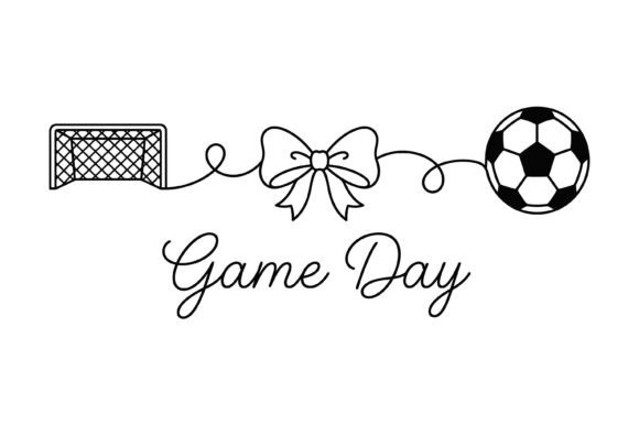 Game Day Soccer Ball Goal Bow Line SVG Design