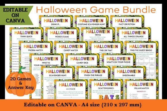 Halloween Party Game Bundle - Editable