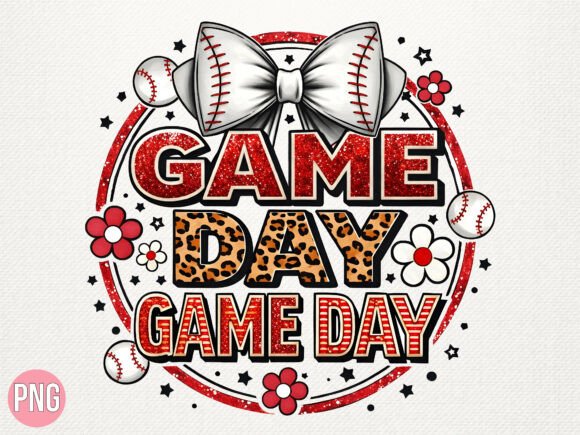 Leopard Baseball Game Day Bow Sports PNG: Creative Design for Print and Digital Projects