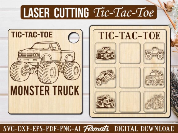 Monster Truck Tic Tac Toe Puzzle Game & Laser Cut Tic Tac Toe Board: A Modern Twist on a Classic Favorite