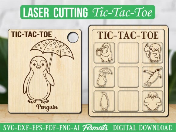 Penguin Umbrella Tic Tac Toe Puzzle Game