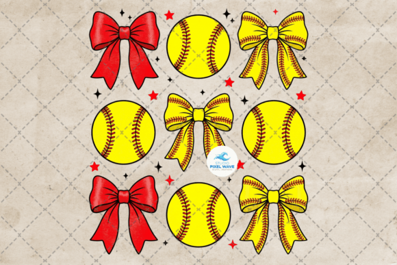 Softball Coquette Bows Game Day PNG