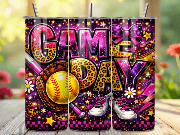 Softball Game Day 20oz Tumbler Wrap PNG – Elevate Your Custom Tumbler Game