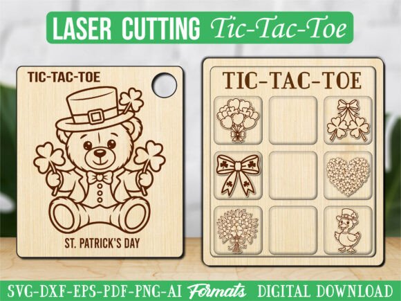 St. Patrick Day Tic Tac Toe Puzzle Game – A Fun & Festive Laser Cutting Project