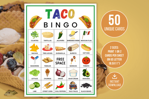 Taco Bingo Game Party Fun Printable: Instant Entertainment for Every Occasion