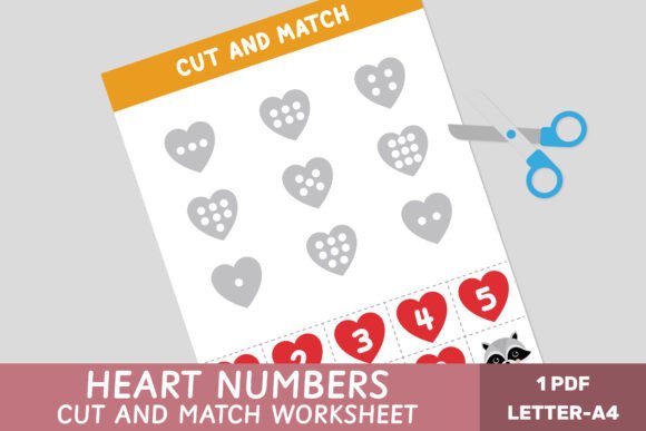 Valentine Heart Numbers Matching Game