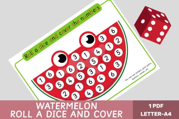 Watermelon Roll Cover Game for Summer: A Fun Counting Activity for Kids